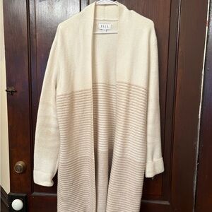 Elle Women's Elegant Cream Ribbed Cardigan